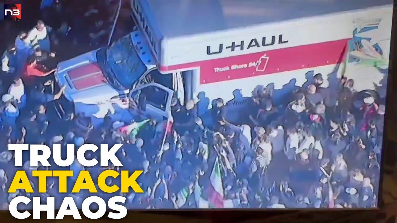 CHAOS IN LA: Truck PLOWS Into Iranian Protesters — Crowd Pulls Driver Out and DESTROYS Vehicle in Street Justice Scene