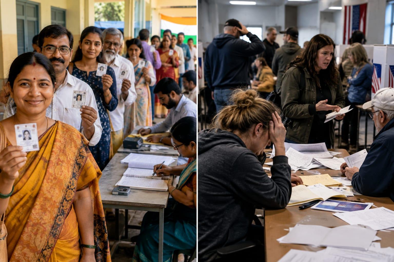 Election systems compared: India's photo ID requirement highlights inconsistencies in U.S. voting practices.