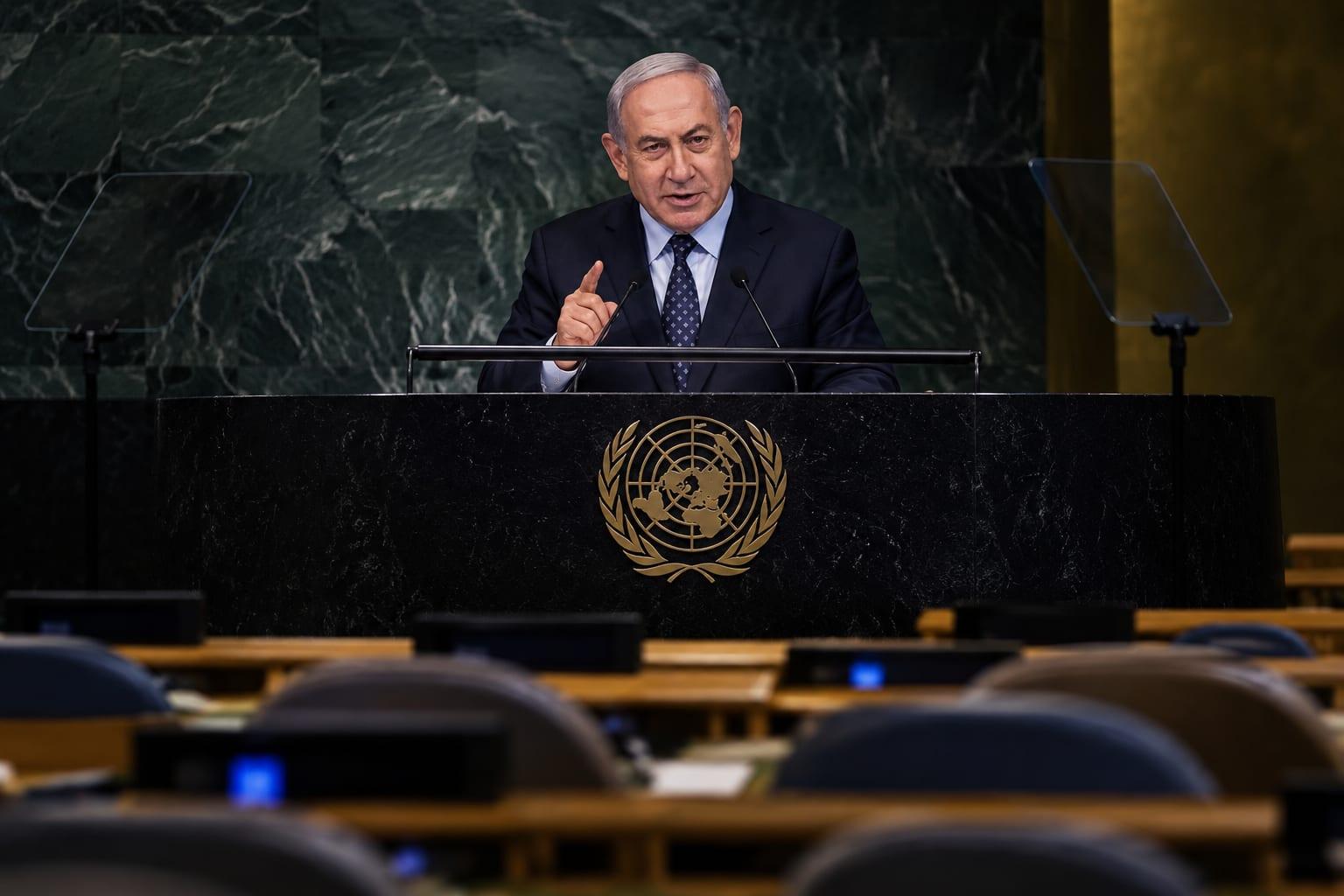 Tensions grow as delegates walk out during Netanyahu's speech at the UN.