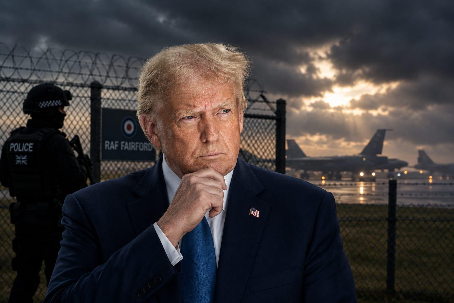 FIVE ARRESTED AT UK BASE USED TO BOMB IRAN AS TRUMP SAYS 'WE HAVE BEEN WORKING WITH YOU FOR A LONG TIME AND WE GOT THEM'