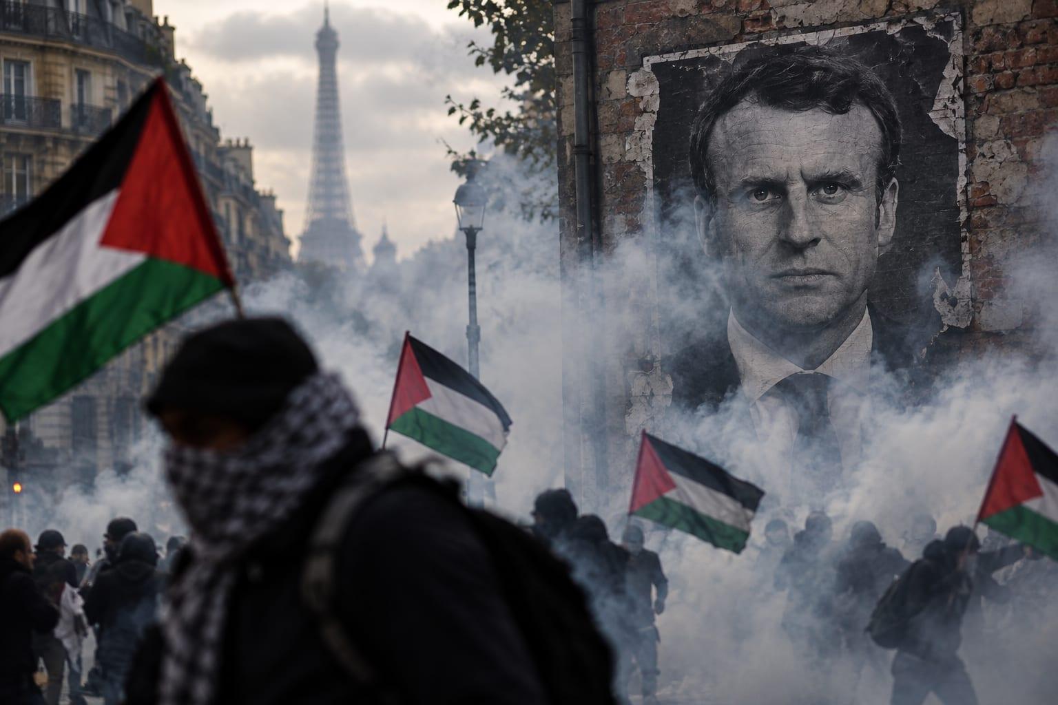 CHAOS IN PARIS: Palestinian Flags Fly as Macron Goes Silent