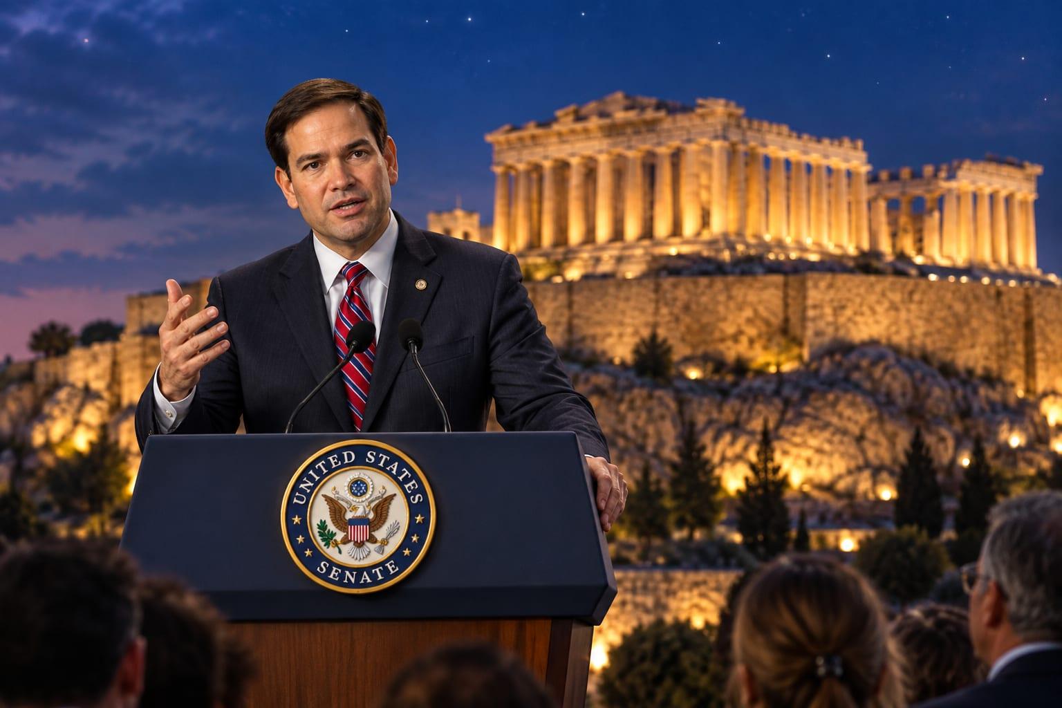 Western values and revitalization take center stage in Rubio's Acropolis address.