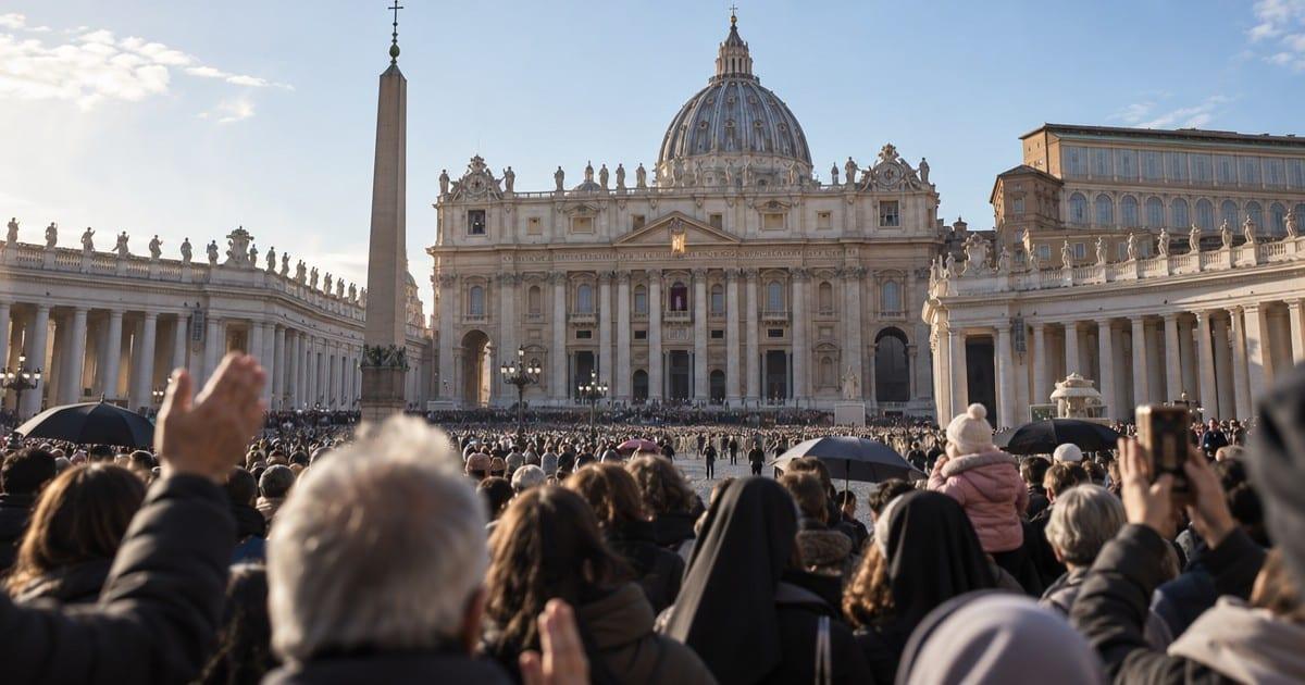Faithful gather in St. Peter's Square as a recovering pope returns to public view.