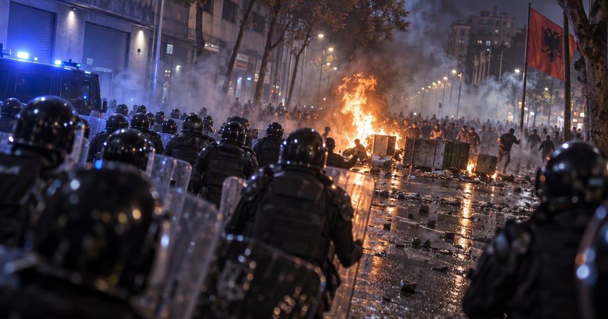 Albania's Capital Erupts as Police Officer Seen Engulfed in Flames During Sixth Day of Anti-Government Protests