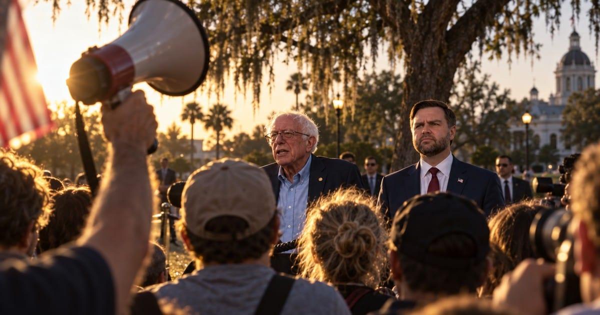 Socialist Senate candidate attacks Vice President's appearance at Florida rally.