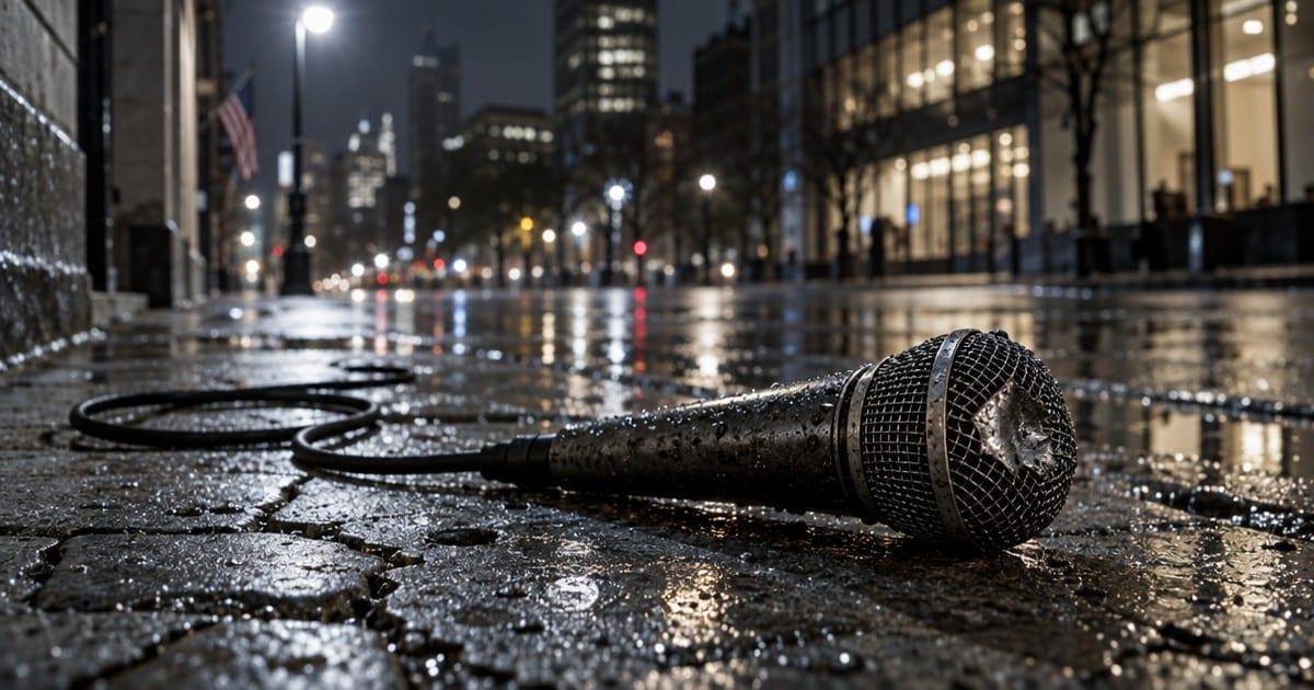 A discarded microphone symbolizes the fallout from a resurfaced accusation and a planned comeback.