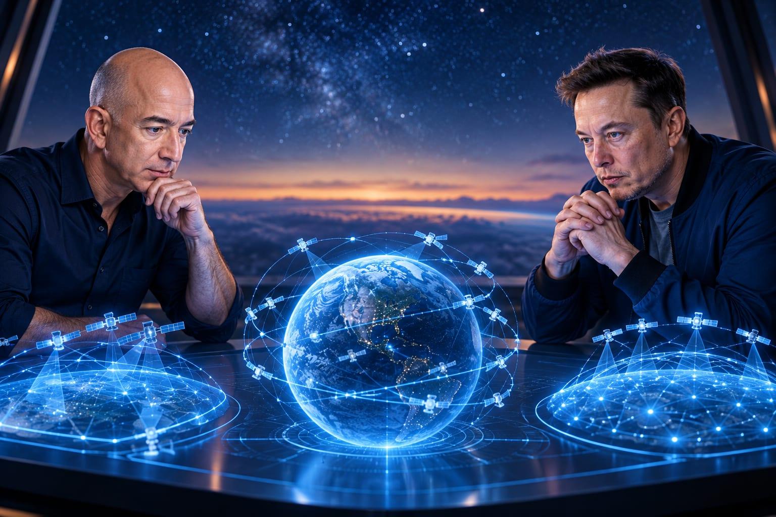Bezos and Musk clash as Amazon pursues satellite market dominance against Starlink.