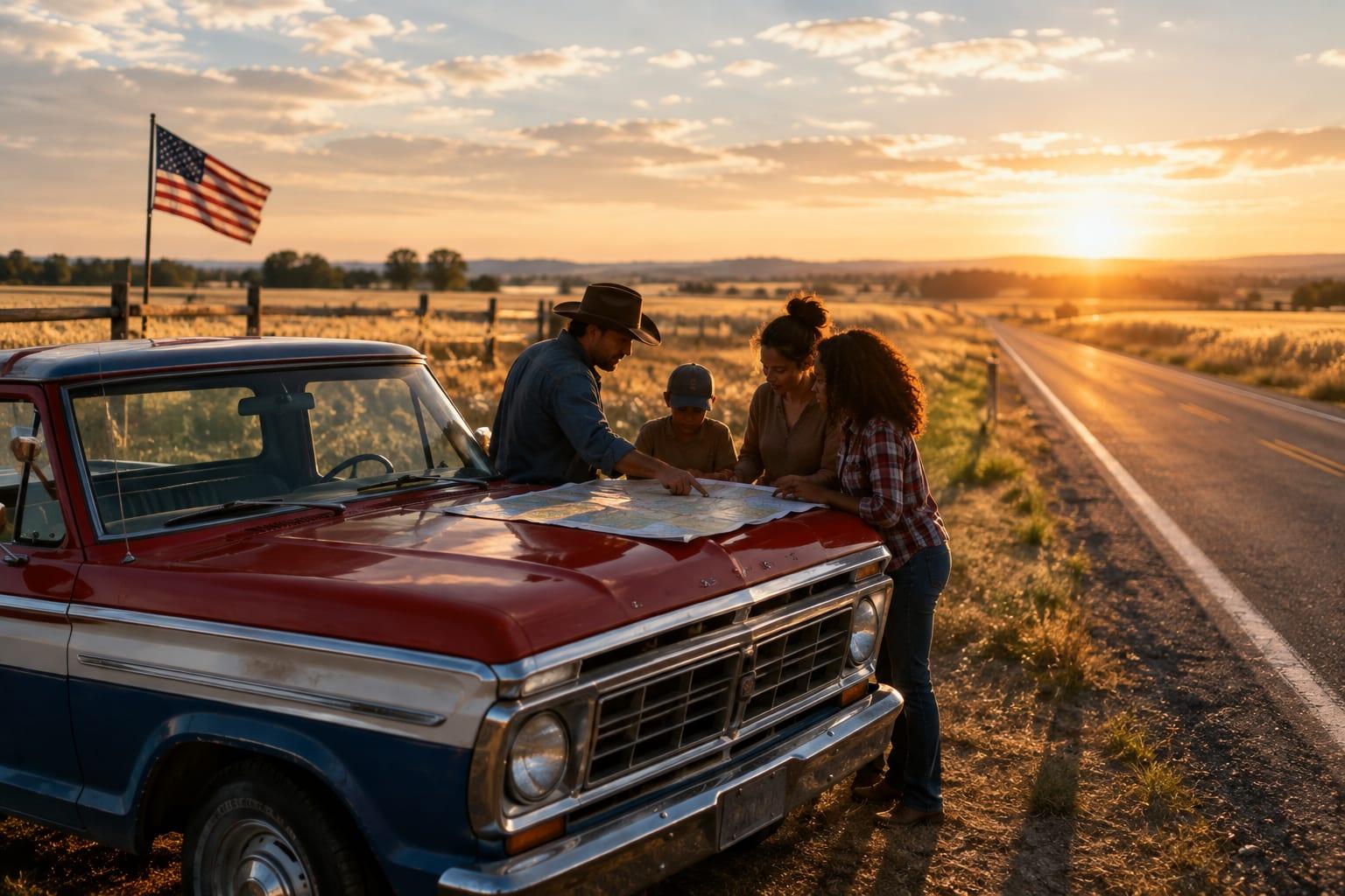 Families embrace road trips to reconnect with American values and unity.