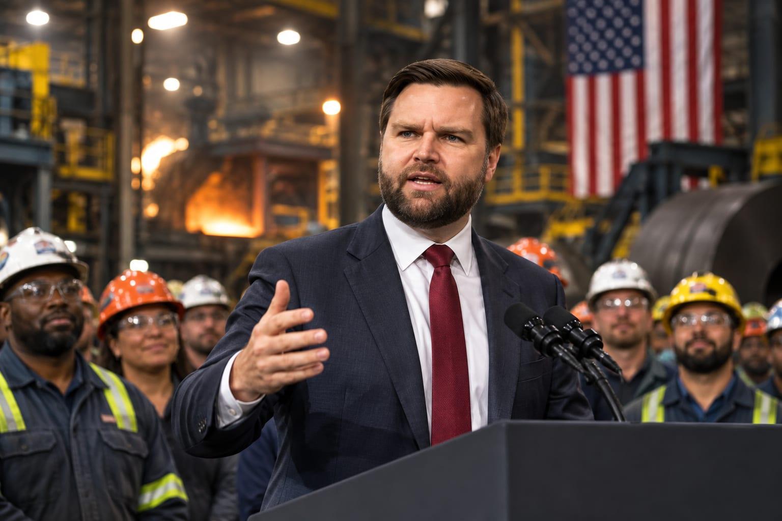 Patriotism and American industry revival energize Ohio steel plant workers.