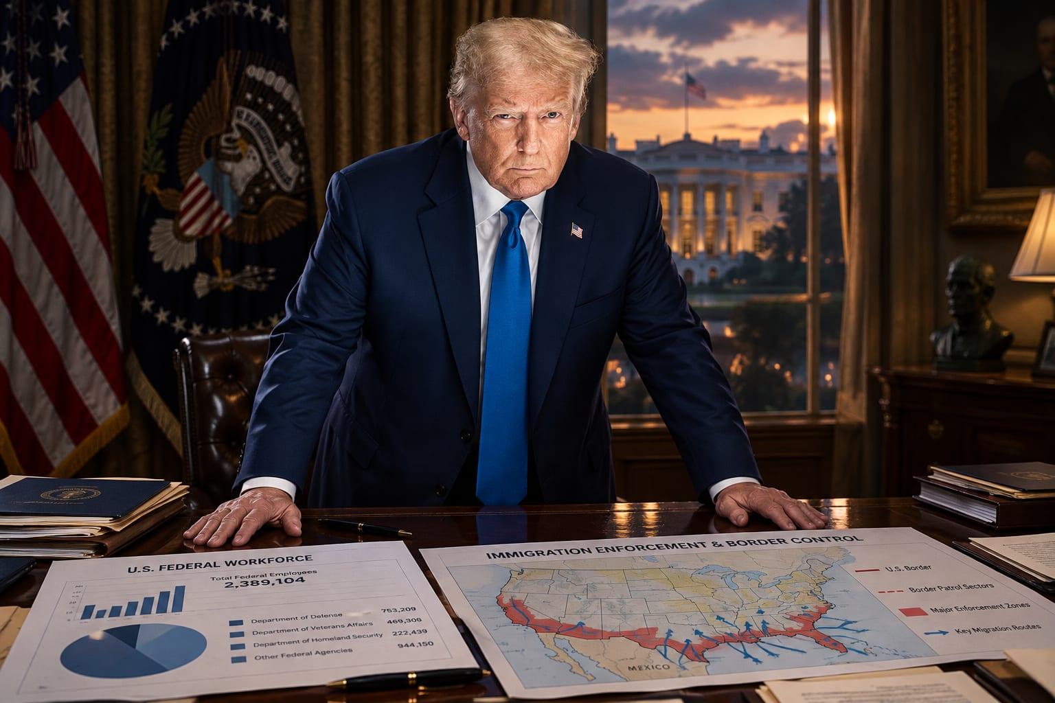 Federal policies tighten under Trump, impacting immigration controls and federal workforce dynamics.
