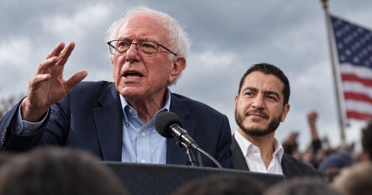 Bernie Sanders warns about Donald Trump's danger while backing a progressive ally.