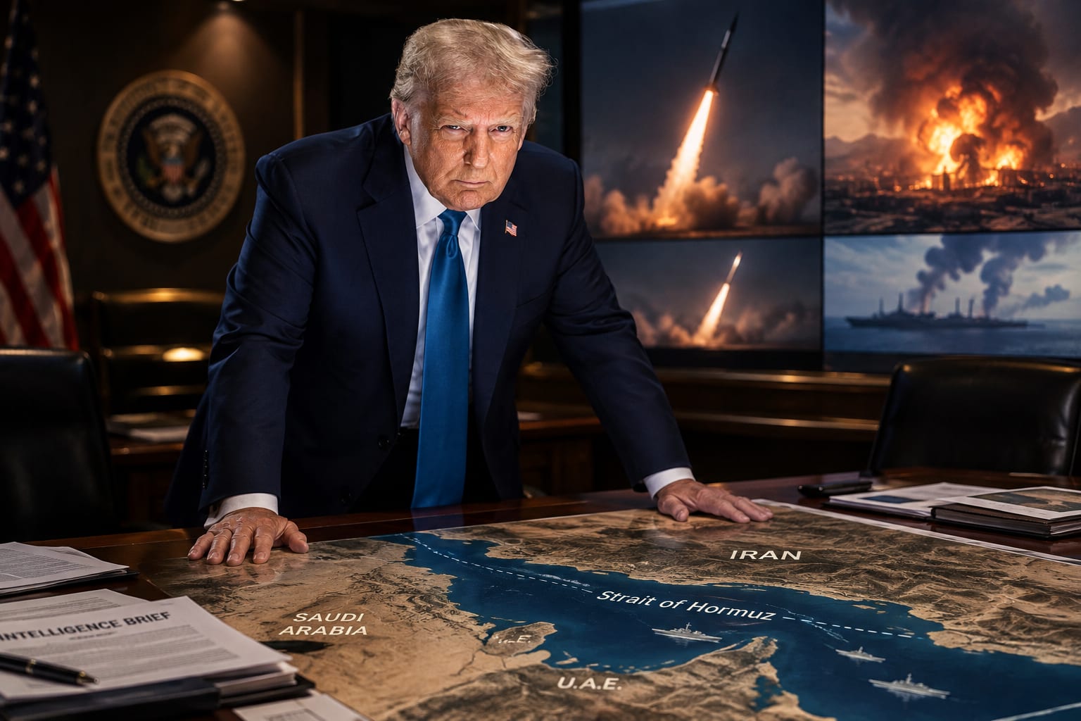 Trump Rejects Iran's Seven-Day Hormuz Deal as Explosions, Missile Reports and a Mining Claim Hit the Strait