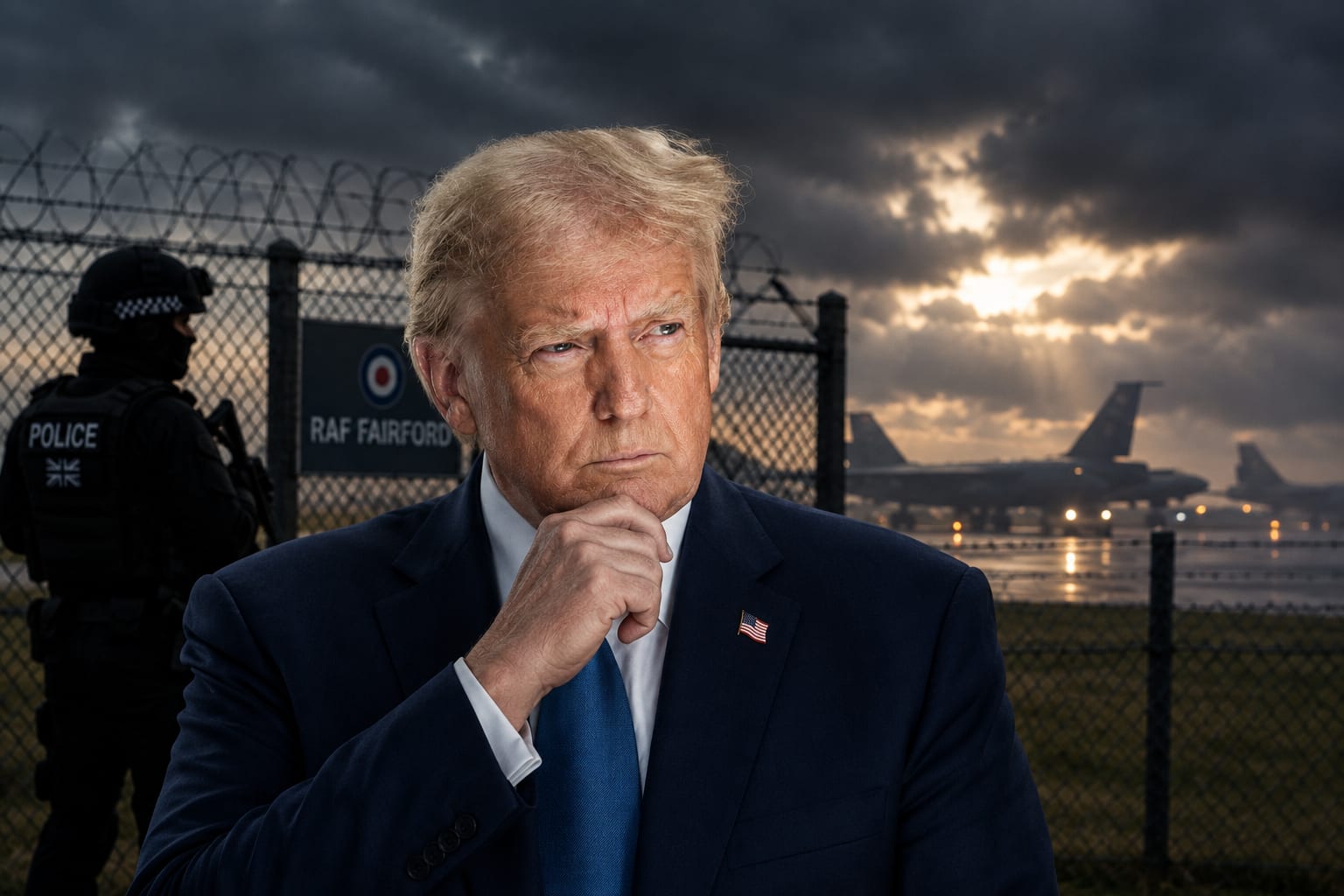 FIVE ARRESTED AT UK BASE USED TO BOMB IRAN AS TRUMP SAYS 'WE HAVE BEEN WORKING WITH YOU FOR A LONG TIME AND WE GOT THEM'