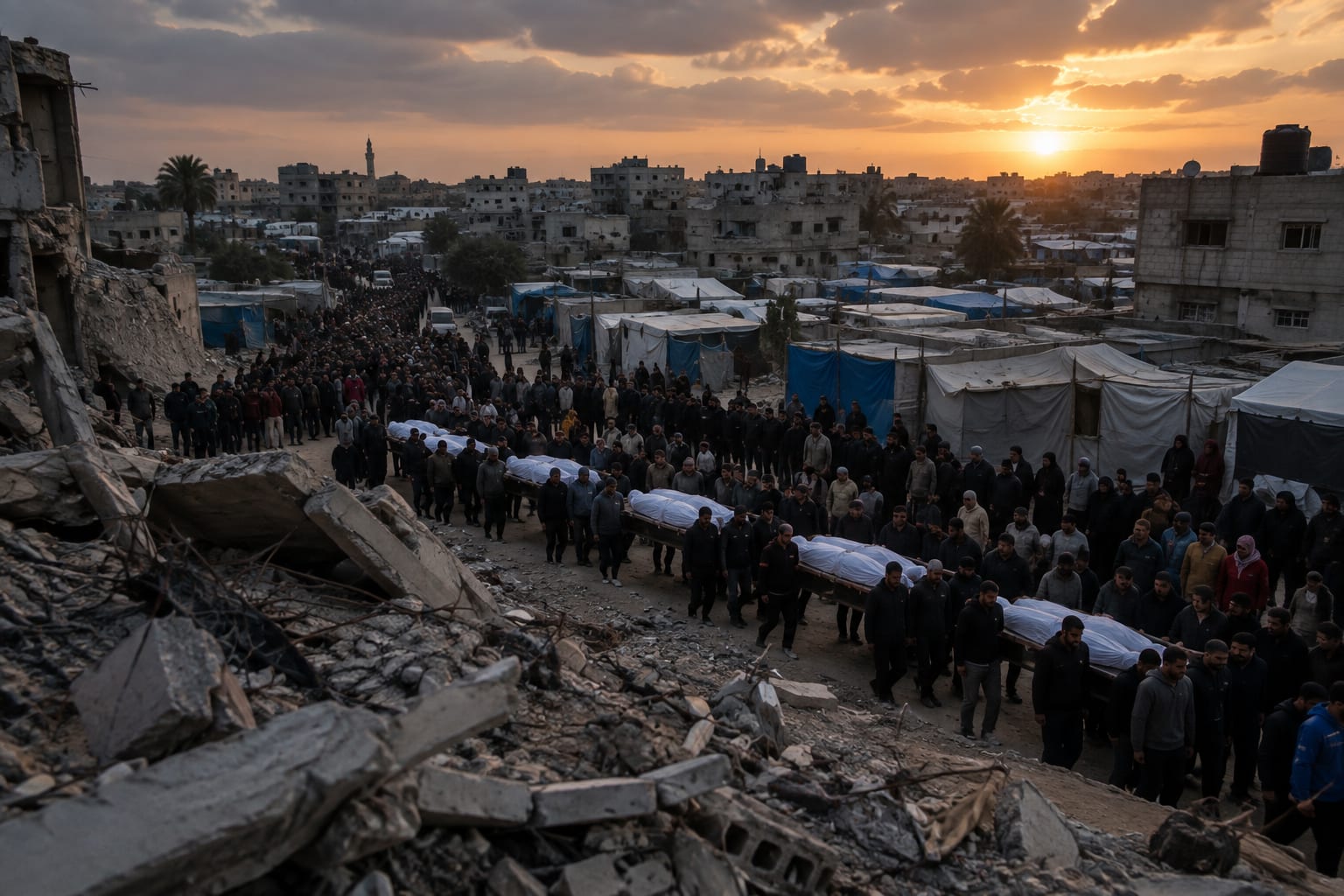 Gaza Mass Funeral Draws Reactions as Remains of Dozens Are Recovered