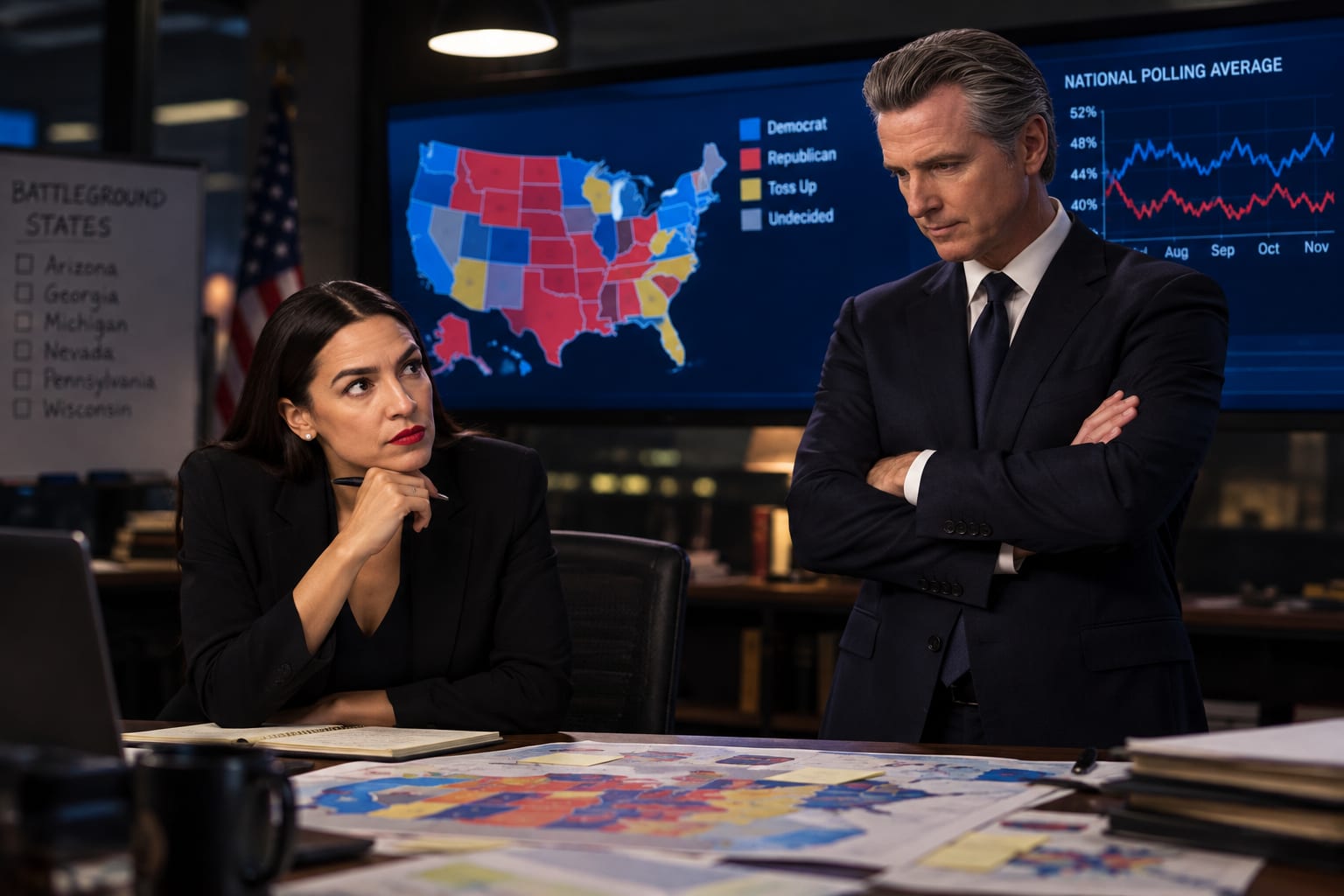 AOC'S 2028 ODDS SLIM IN SWING STATES, CONCHA SAYS AS NEWSOM ALLIES FIRE BACK