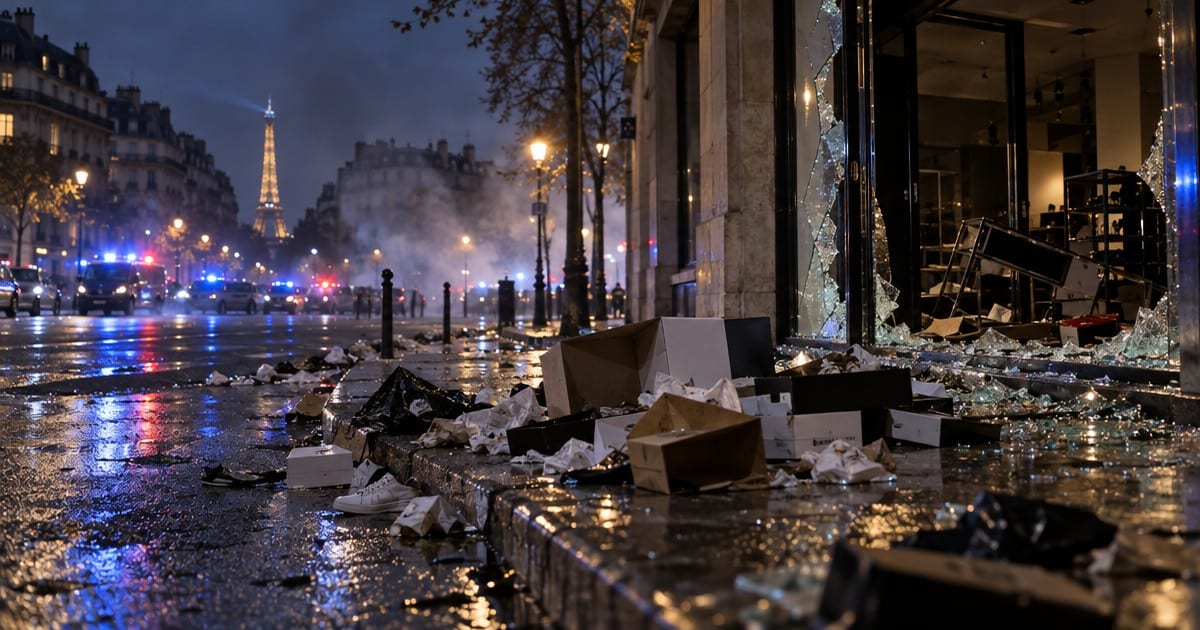 FRENCH students' '100% off' looting spree goes viral as Paris burns