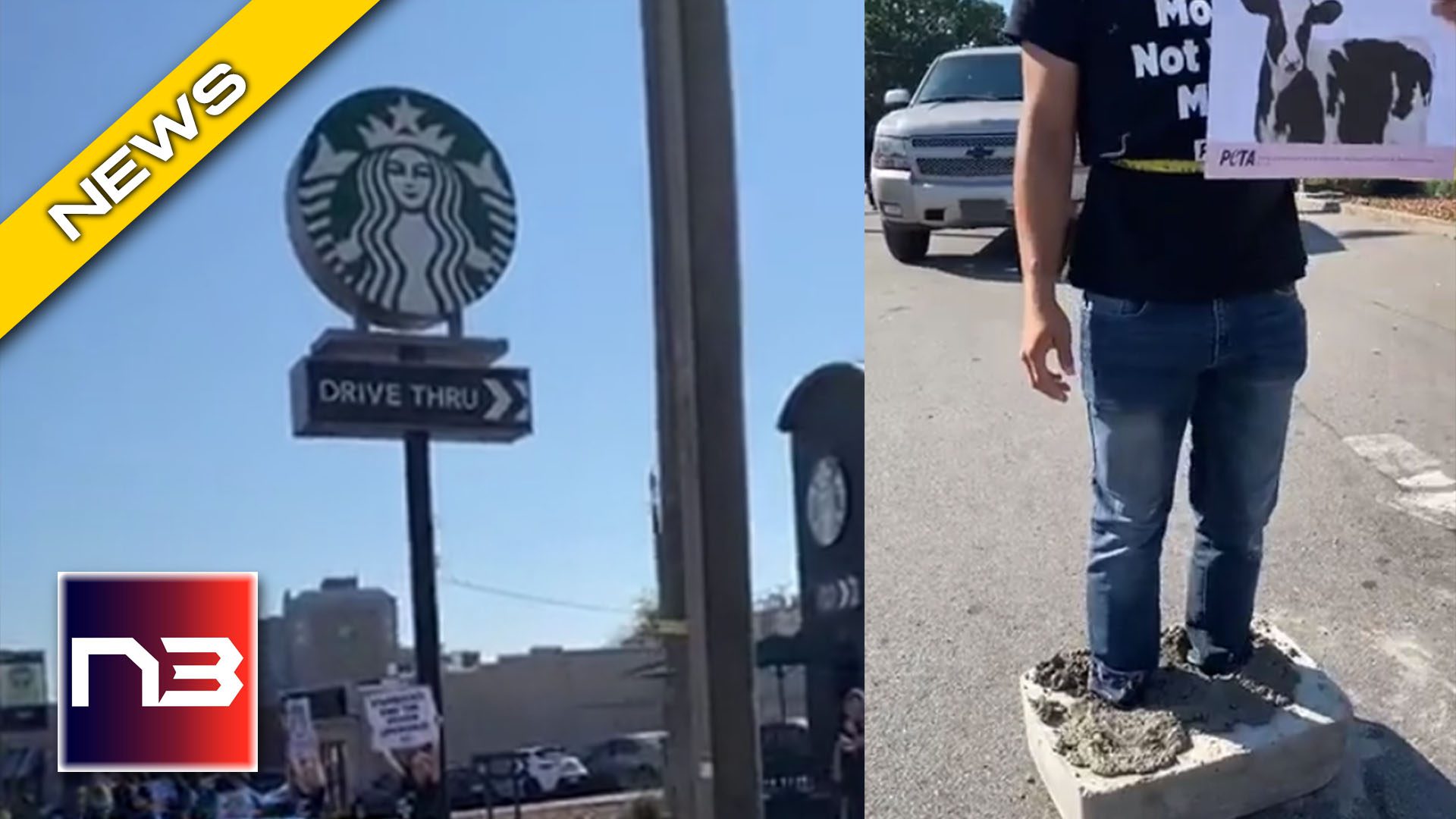 PETA Activists Cement Themselves to Starbucks Driveway, Then the Police Showed Up