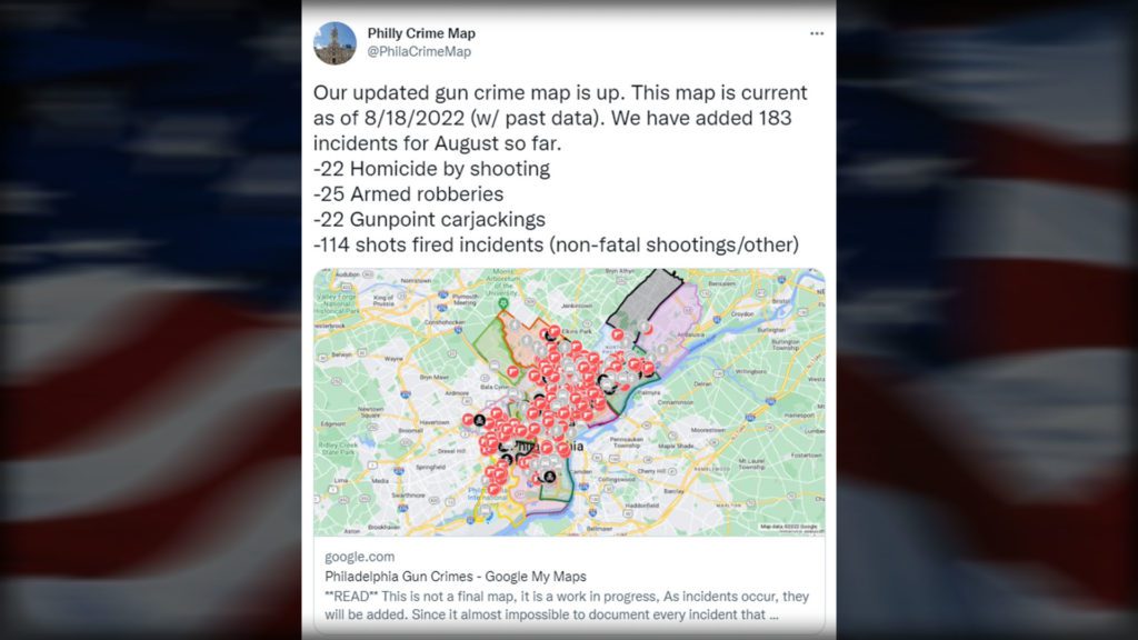 rime Map records 1,496 shootings in Philadelphia since January 1, 2022.