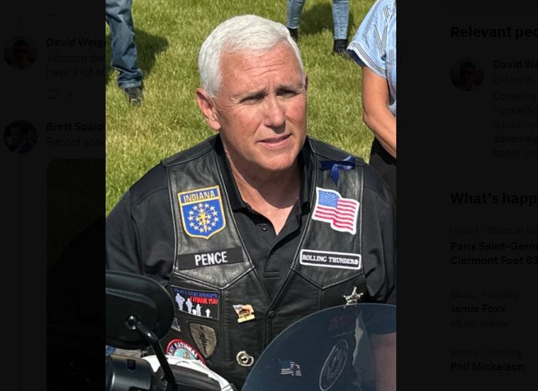 NO ONE'S FOOLED: Vice President Pence Arrives at Iowa Presidential Candidates Gathering – Riding a Motorcycle and Sporting Leather!