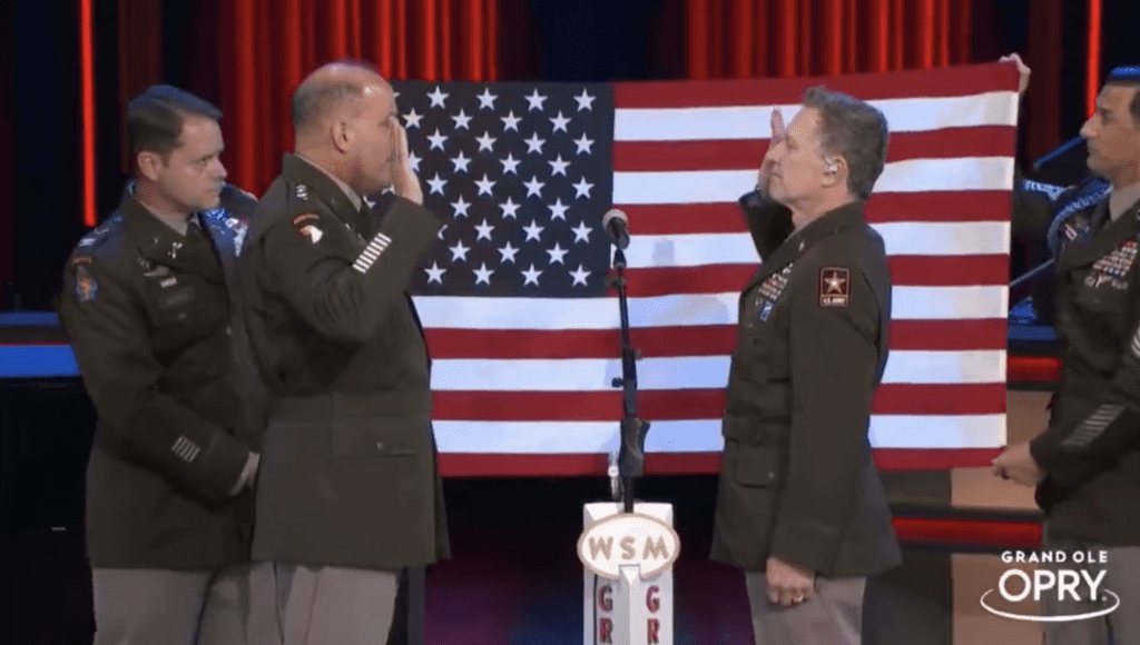 Morgan's Patriotic Surprise: Army Vet and Country Star Reenlists on Nashville Stage