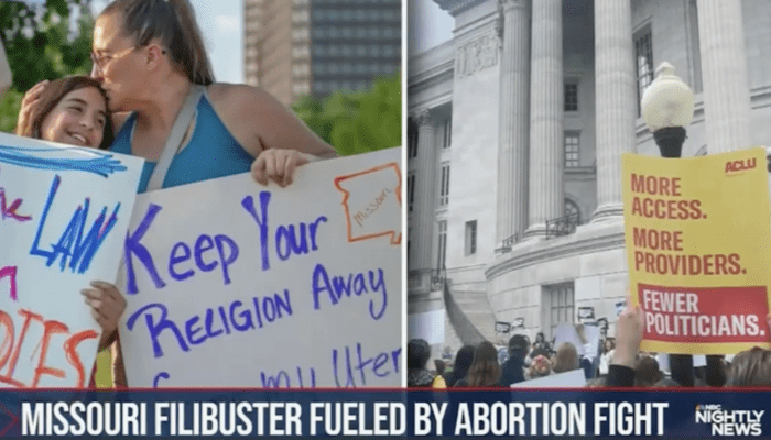 Dems Heroically Stage Filibuster to Defend Missouri's Abortion Rights: NBC Nightly News Applauds!